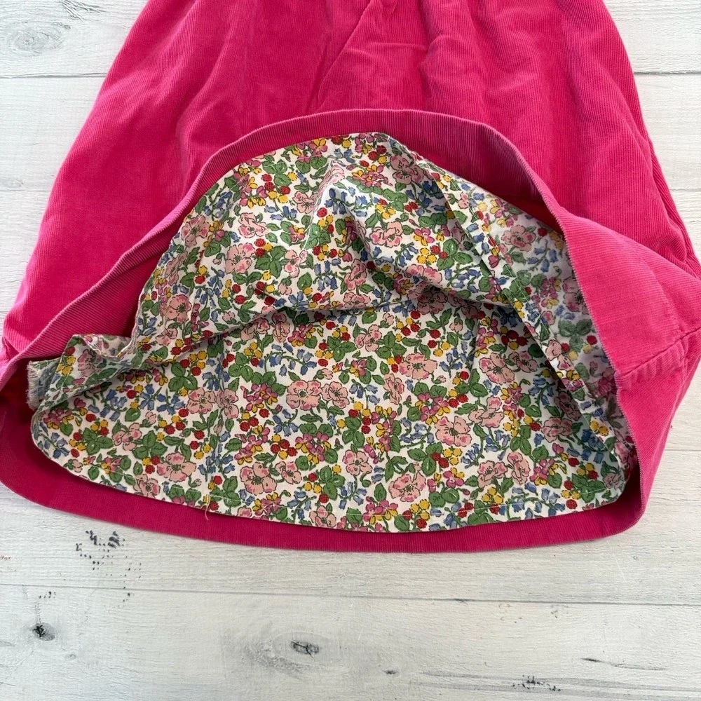 Mini Boden girls pink corduroy floral lined‎ dress 2/3
